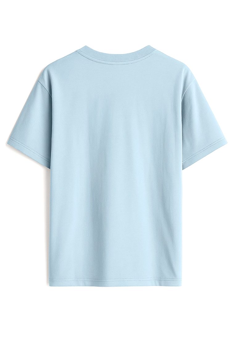 Camiseta lisa oversize 185 g, Azul cielo (espalda)