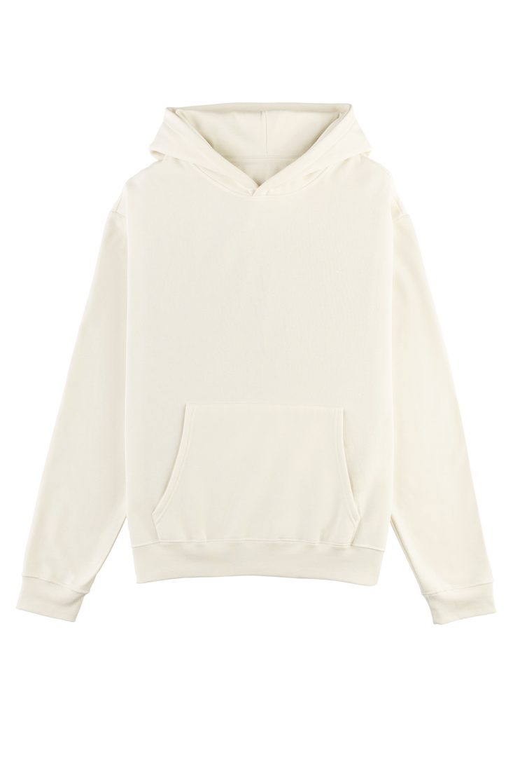 Sudadera con capucha lisa oversize 320 g, Blanco roto (frente)