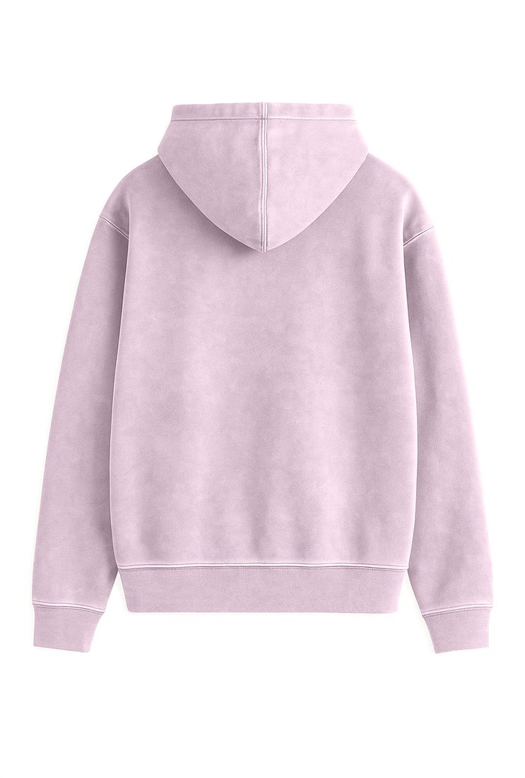 Sudadera con capucha lisa oversize desgastada 350 g, Lila claro (espalda)