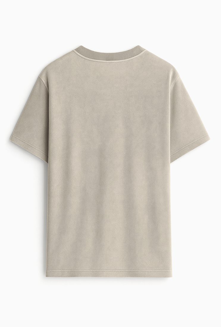 Camiseta lisa oversize desgastada 185 g, Beige (espalda)